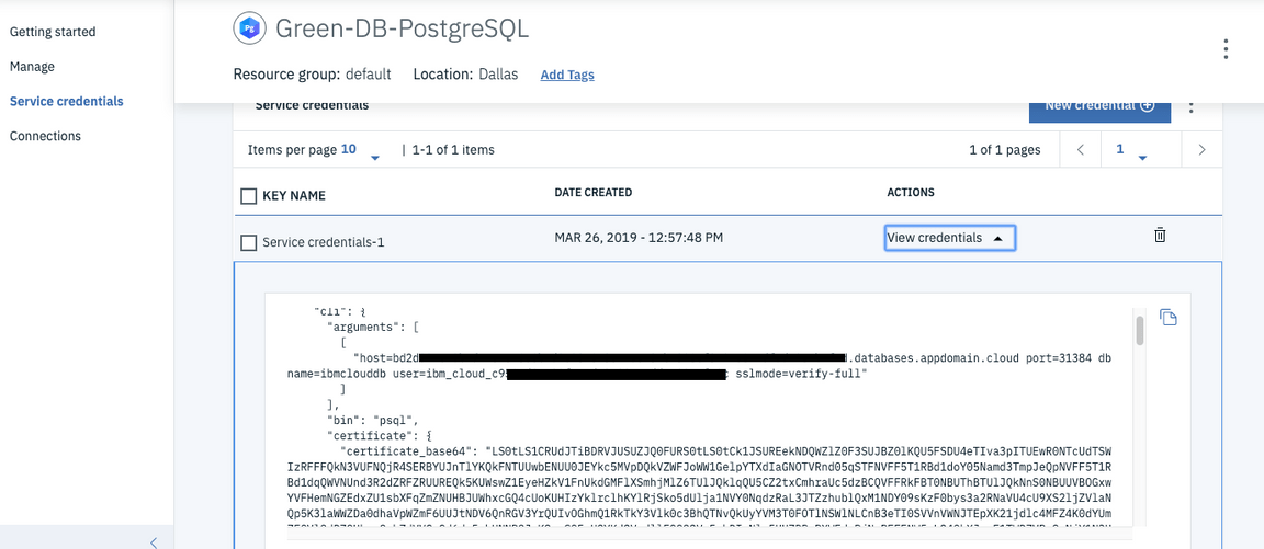 postgres credentials